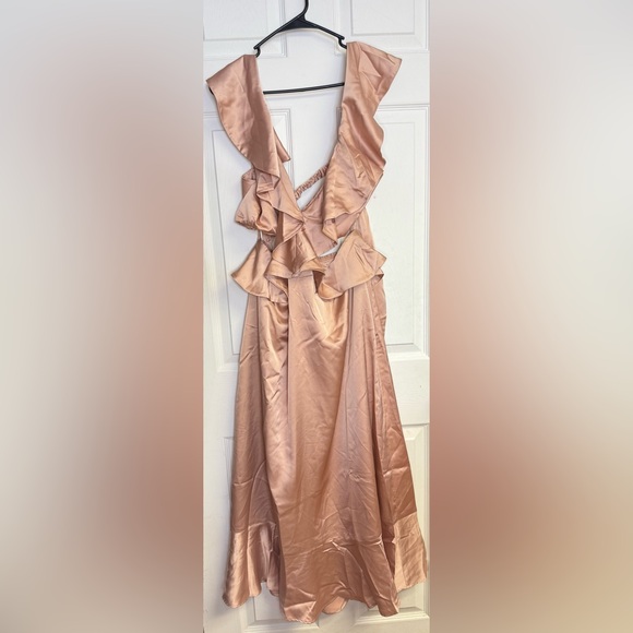 Show Me Your MuMu Zoey Midi Dress Blush Luxe Satin New With Tags Size XL - Picture 2 of 12